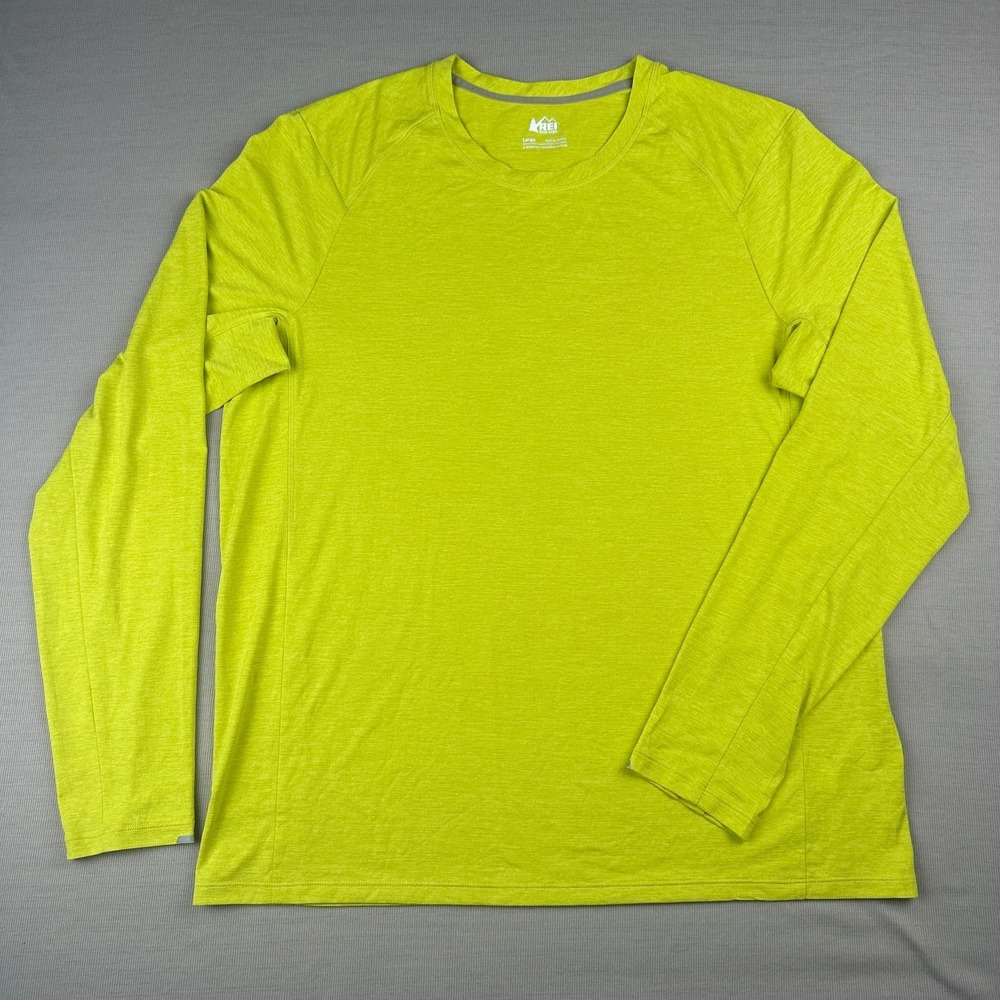 REI Co-op Mens Large Lime Green Heather Active Long Sleeve Performance Shirt